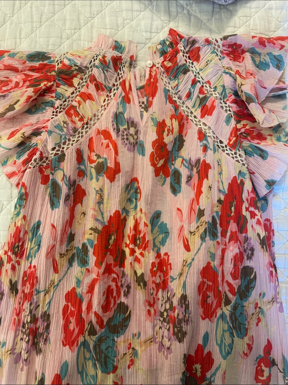 Sea crinkle cotton floral blouse - Picture 4 of 5
